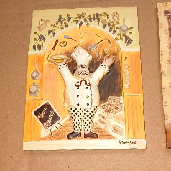 Italian pizza waiter kitchen decor rustic colors by Riggsbee grapes pots. wine. - Picture 2 of 4